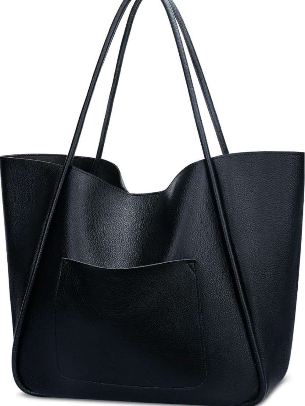 Large Vegan Leather Tote Bag Oversized Shoulder Handbag Travel Beach Black